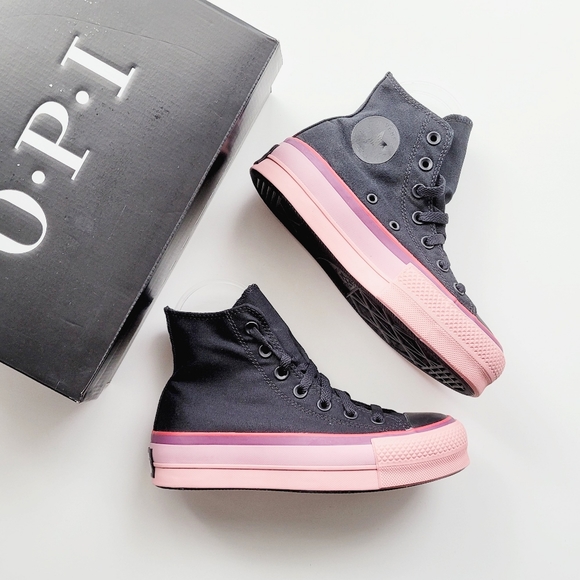 Converse x OPI CTAS Lift Hi Black/Black Cherry - Picture 2 of 8